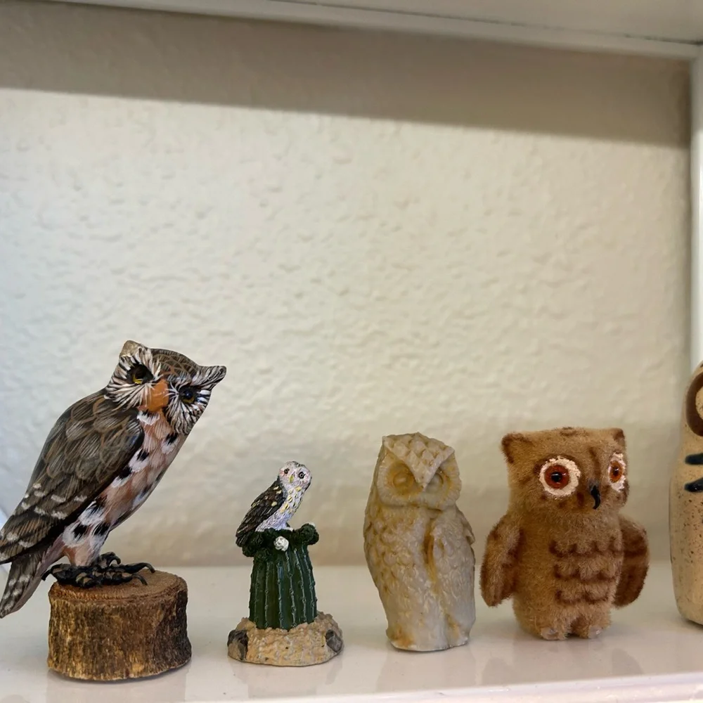 Vintage Charming Owl Figurine Set bundle deal Multicolor Home Decor collectible